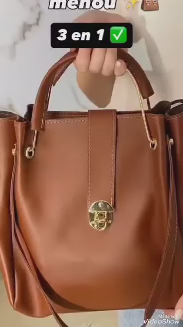 Sac marron simple 3pcs
