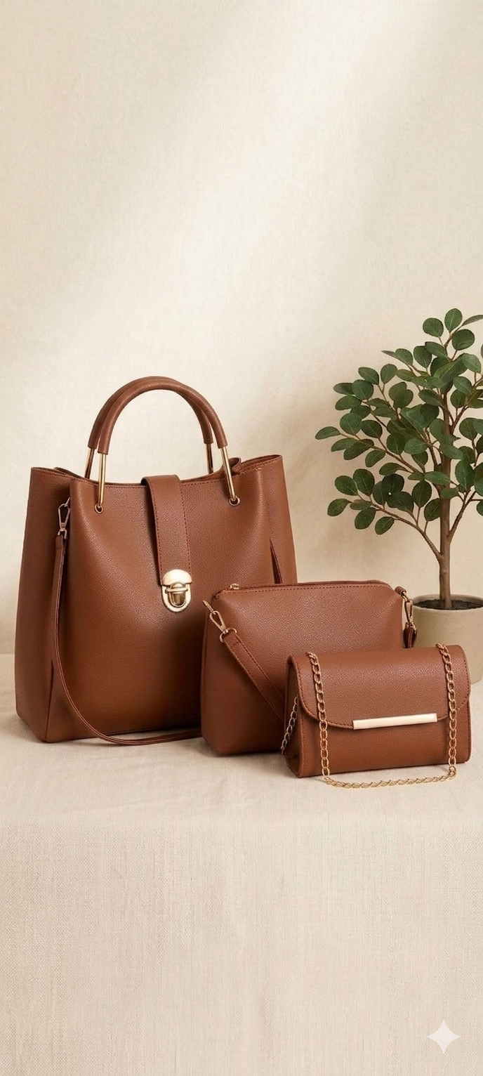 Sac marron simple 3pcs