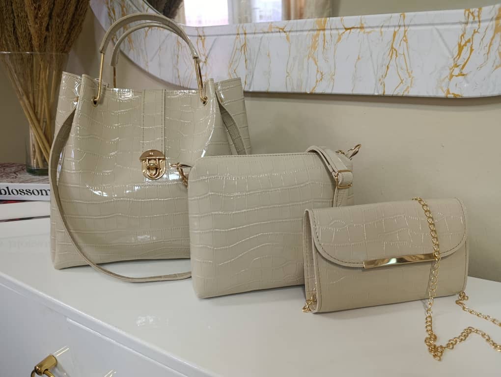 Sac croco beige