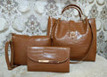 Sac croco marron 3pcs